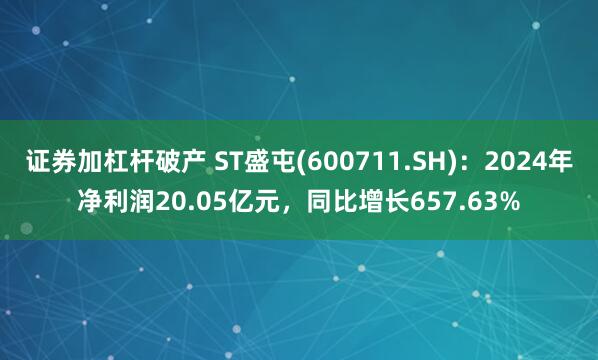 证券加杠杆破产 ST盛屯(600711.SH)：2024年净利润20.05亿元，同比增长657.63%