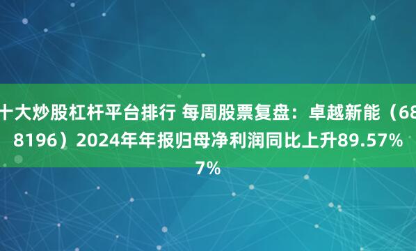 十大炒股杠杆平台排行 每周股票复盘：卓越新能（688196）2024年年报归母净利润同比上升89.57%