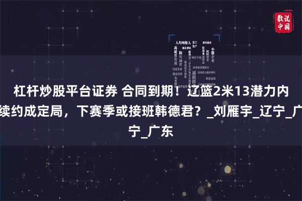 杠杆炒股平台证券 合同到期！辽篮2米13潜力内线续约成定局，下赛季或接班韩德君？_刘雁宇_辽宁_广东
