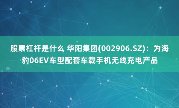 股票杠杆是什么 华阳集团(002906.SZ)：为海豹06EV车型配套车载手机无线充电产品