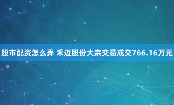 股市配资怎么弄 禾迈股份大宗交易成交766.16万元
